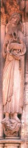 Saint Jean-Baptiste, figure de jambage du côté droit de la porte centrale du portail nord - French School